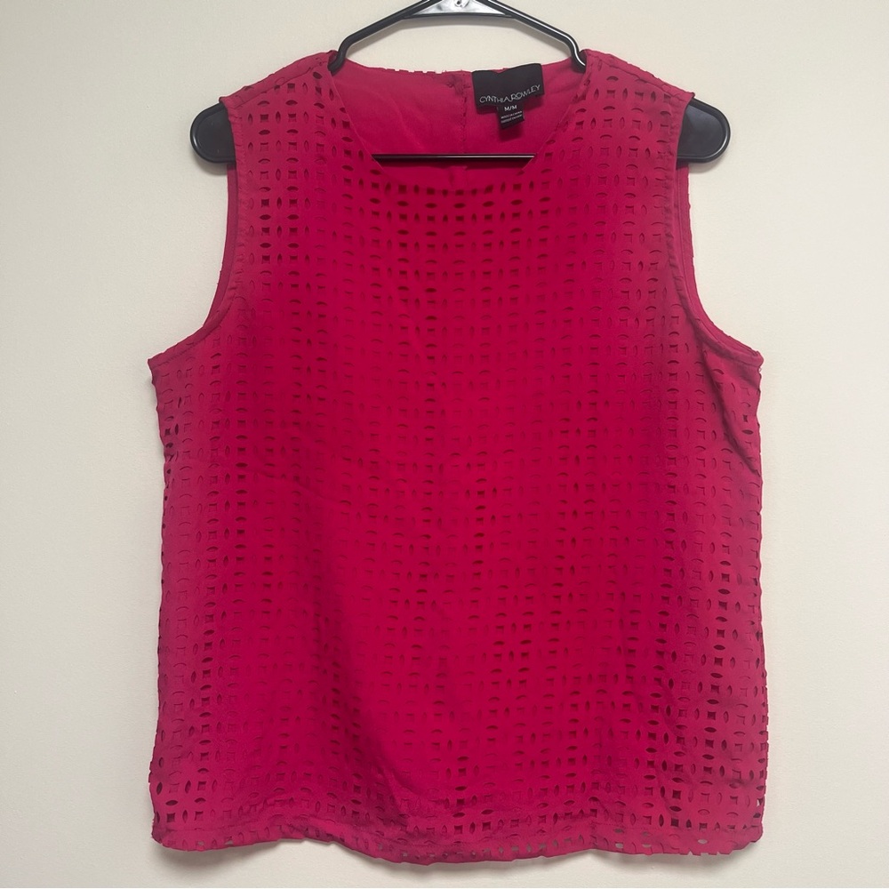 Cynthia Rowley sleeveless pink blouse with cutouts and‎ button up back size M